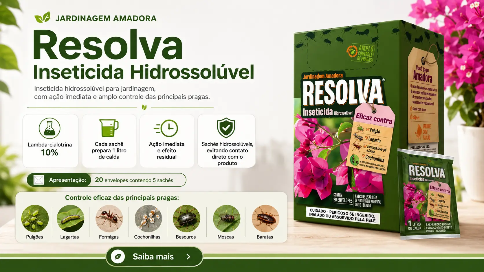 Resolva Inseticida Hidrossolúvel - controle profissional de pragas